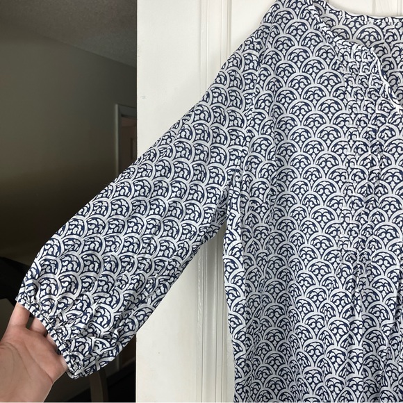 Talbots Plus Cotton Split Neck Pintuck Blouse Top Scallop Tile Print Sz 2X - Picture 4 of 8